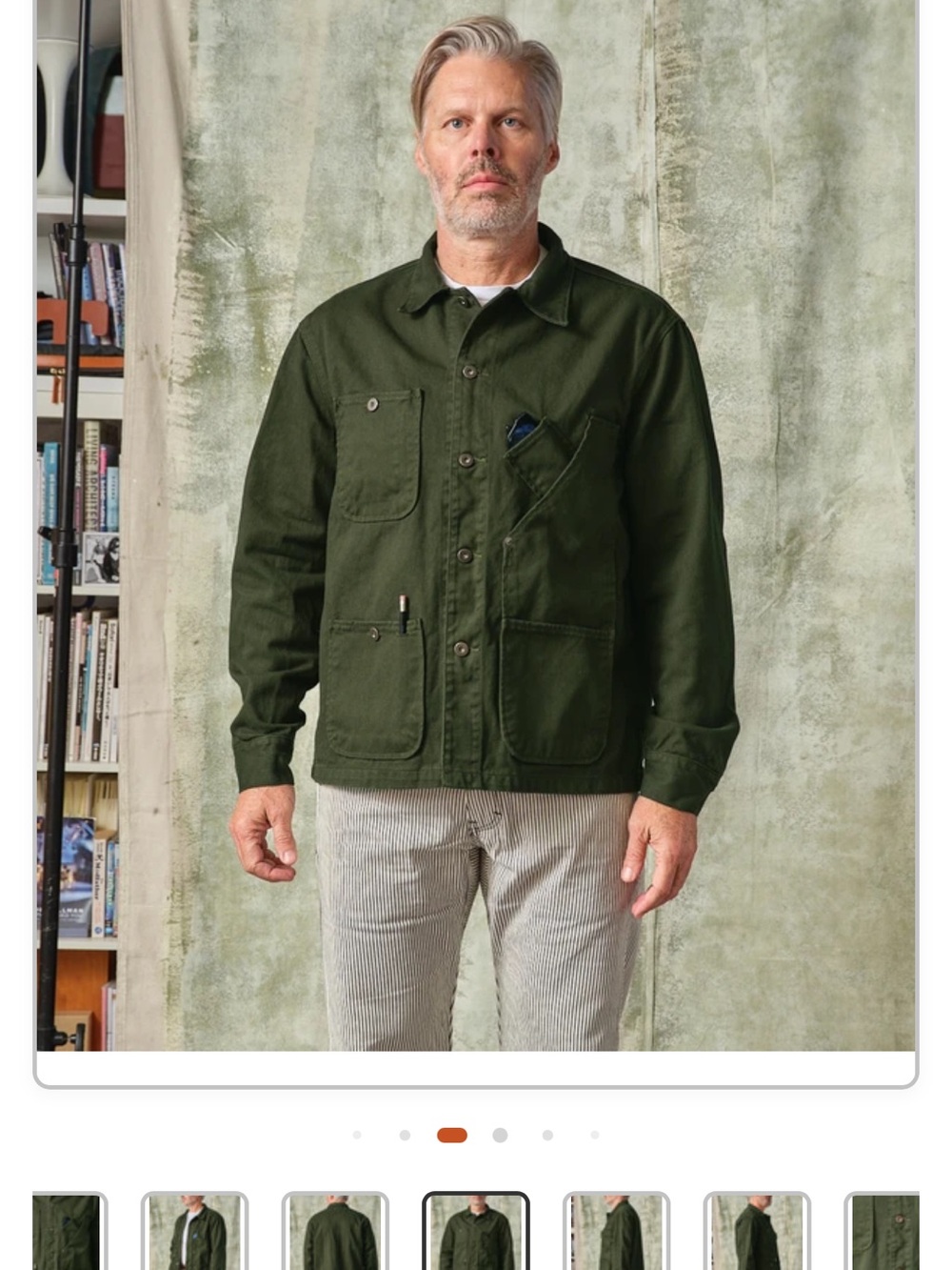 Men's Military-Inspired Field Jacket in Olive Green size